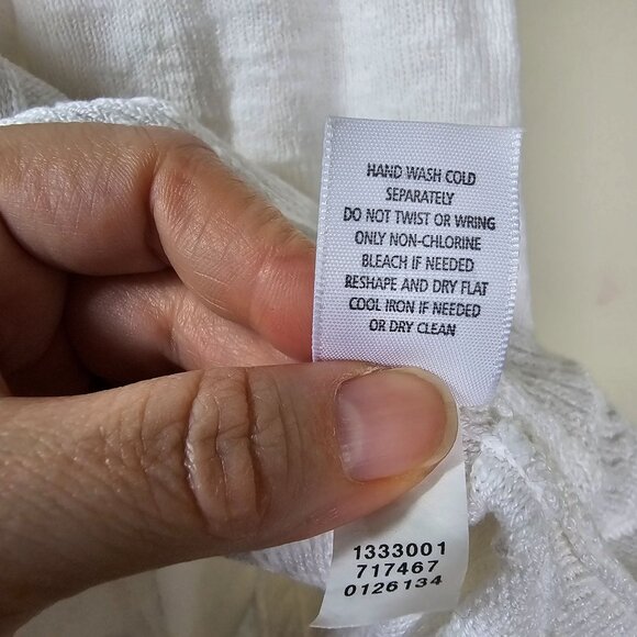 J. Jill White Linen Blend V-Neck Textured Tunic Top Sz L 3/4 Sleeve Lagenlook - Picture 10 of 10